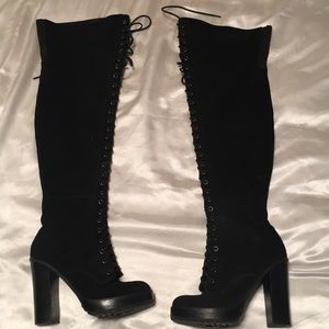 Aldo Lace up Lug Sole Motorcycle Boots